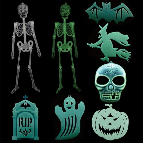 Floleo Glow In The Dark Skeleton Halloween Skeleton Life Size Hanging Luminous Skeleton Full Body Skeleton For Haunted House Halloween Decorations Home Accessories