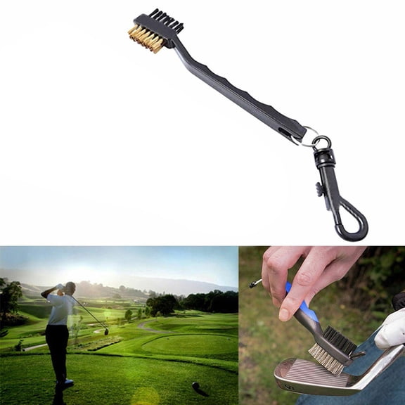 Floleo Golf Club Cleaning Brush with Retractable Zip Line, Dual Bristles for Irons and Woods, Ergonomic Grip, Portable Club Cleaner Tool for Effortless Cleaning
