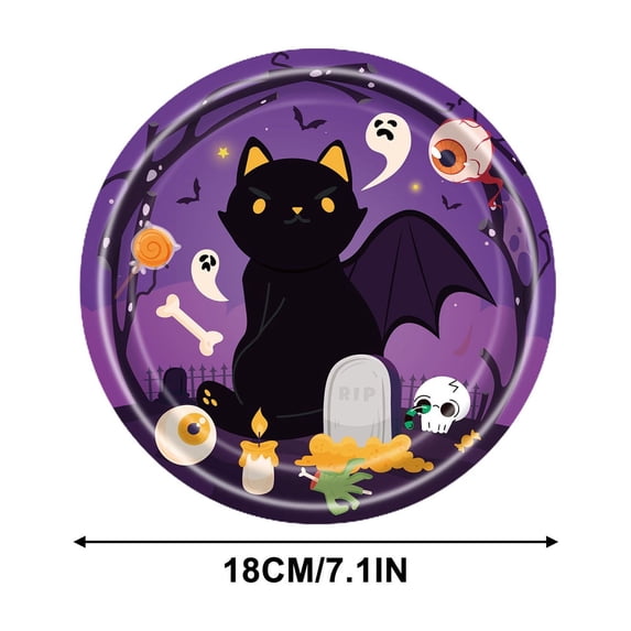 Floleo Halloween Disposable Tableware, Spooky Party Plates Cups Napkins Cutlery Kit, Horror Theme Dinnerware for Horror Theme Celebration