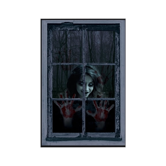 Floleo Halloween Horror Window Sticker, Scary Ghost Eye Curtain Decoration, Horror Theme Window Cloth, Party Décor Drape, Indoor Spooky Prop