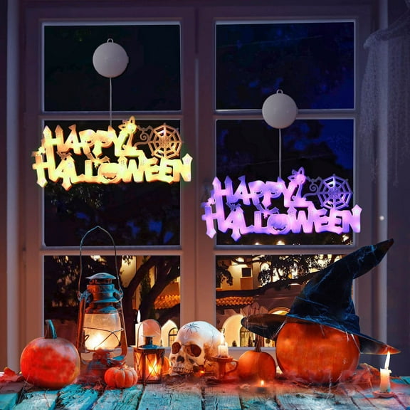 Floleo Halloween Lights Sign, Merry Halloween LED Battery Powered Halloween Lights For Hanging Lighted Sign Decor Indoor And Outdoor Halloween Decor.