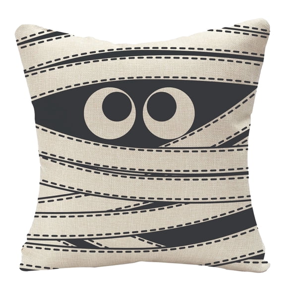 Floleo Halloween Linen Pillow Cover, Decorative Throw Cushion Case with Hidden Zipper, Fall Sofa Bed Home Accent
