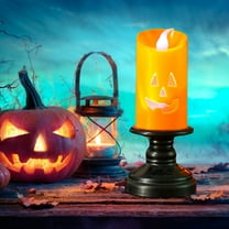 Floleo Halloween Orange Tea Light Candles, Battery Operated LED Tealights, Small Pumpkins Lights With Warm White Bulb, Flameless, Electric Fake Tea Candles Realistic For Halloween, Pumpkin Lanterns