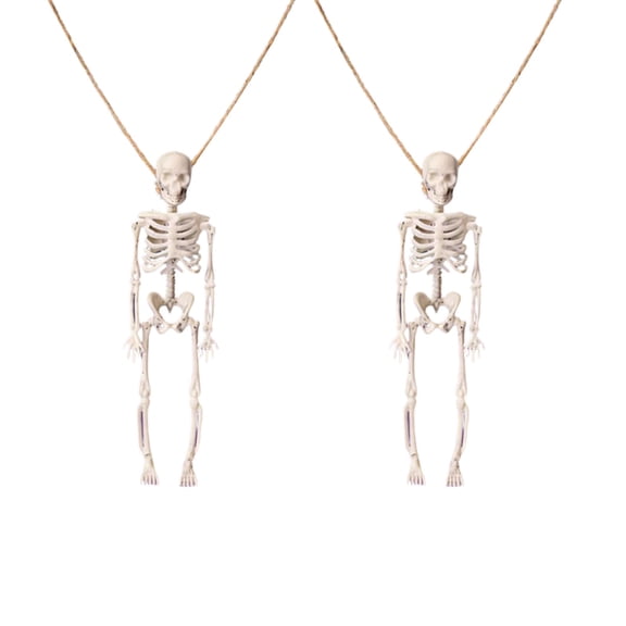 Floleo Halloween Skeleton Decorations Set of 2, 7in Poseable Human Bones with Movable Joints for Indoor Outdoor Yard Porch Tree Party Props