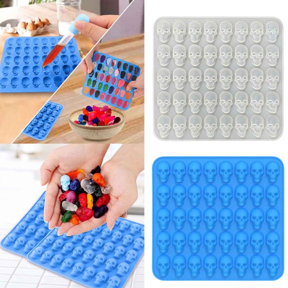 Floleo Halloween Skull Ice Cube Trays Silicone Chocolate Mold Wax Melt Molds Easy Release Ice Trays Non-Stick Chocolate Soap Pudding Jello Ice Cube Tray (Skull) Molds