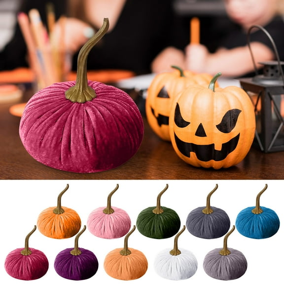 Floleo Halloween Velvet Pumpkins Fabric Artificial Pumpkins Fall Decoration Stuffed Pumpkins For Decorationg Home Garden ,Fall Harvest ,Thanksgiving ,Halloween Decor