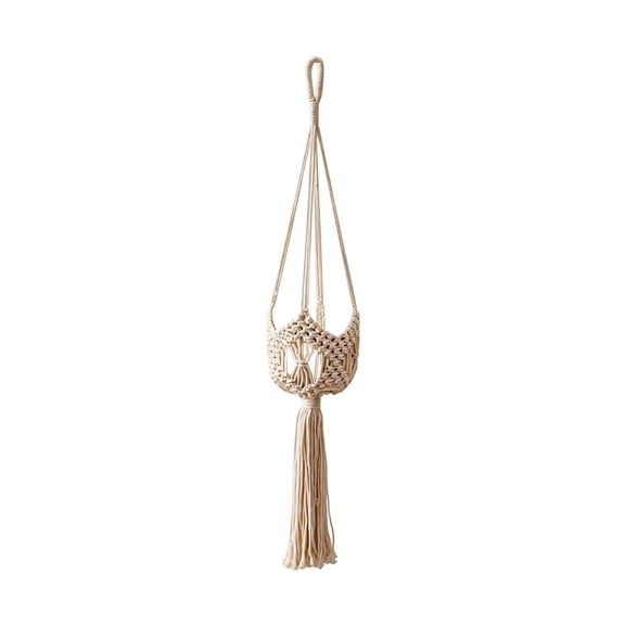 Floleo Hanging Cotton Storage Net, Macrame Tassel Wall Organizer Basket, Boho Suspended Shelf for Kitchen Bathroom, 30.7 Inch