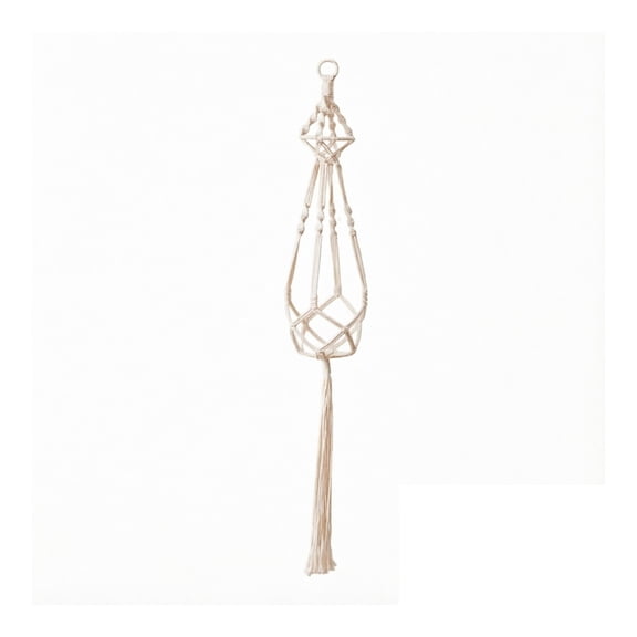 Floleo Hanging Macrame Storage Net, Cotton Tassel Wall Organizer Basket, Boho Suspended Shelf for Kitchen Bathroom Balcony, 39.4 Inch, Natural Woven Net Bag.