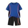 thumbnail image 1 of Floleo Kids Boys Girls Active 2 Piece Athletic Set Short Sleeve Crewneck T Shirt and Shorts Color Block Quick Dry Running Sportswear for Summer Outdoor Play, 1 of 7