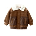 thumbnail image 1 of Floleo Kids Boys Girls Warm Corduroy Jacket Fleece Lined with Sherpa Collar Snap Button Front Pockets Casual Winter Outerwear for School Daily, 1 of 7
