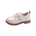 thumbnail image 1 of Floleo Kids' British Style Leather Dress Shoes Boys Girls Strap Closure Casual Shoes Soft Non-Slip Flat Shoes Versatile School Performance Footwear(Beige,3.5-4 Years), 1 of 9