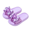 thumbnail image 1 of Floleo Kids' Checkered Bow Slide Sandals Soft Cushioned Casual Slippers Non-Slip Open-Toe Summer Shoes Versatile Beach Footwear(Purple,6 Years), 1 of 3