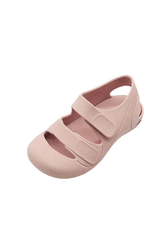 Kids' Closed-Toe Adjustable Strap EVA Sandals, Breathable Non-Slip Sole Lightweight Waterproof Beach Shoes (Pink,3.5-4Years)