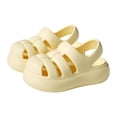 thumbnail image 1 of Floleo Kids' Closed-Toe Woven EVA Sandals, Lightweight Non-Slip Thick Sole Breathable Summer Outdoor Shoes (Yellow,18-24 Months), 1 of 8