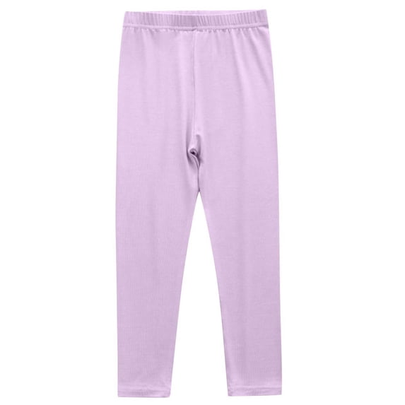 Floleo Kids Girls Solid Color Elastic Waist Cropped Leggings Lightweight Soft Stretch Breathable Comfortable Pants Casual Daily Wear for School and Play