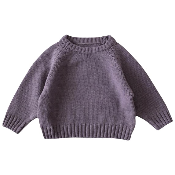 Floleo Kids Unisex Solid Color Crew Neck Knit Sweater Long Sleeve Soft Warm Pullover for Baby Toddler Fall Winter School Daily Wear