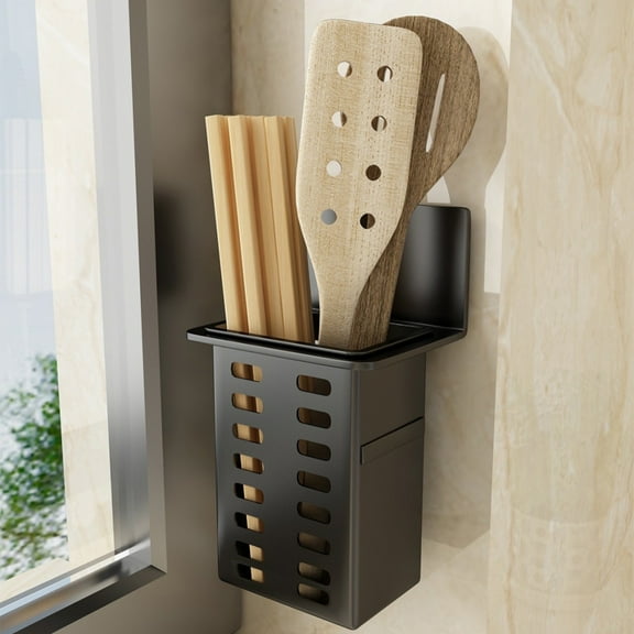 Floleo Kitchen Utensil Organizer Storage Rack for Chopsticks Spoons Knives, Waterproof Durable Plastic Holder with Drain Holes, Space Saving Countertop Organizer, Dishwasher Safe Easy to Clean