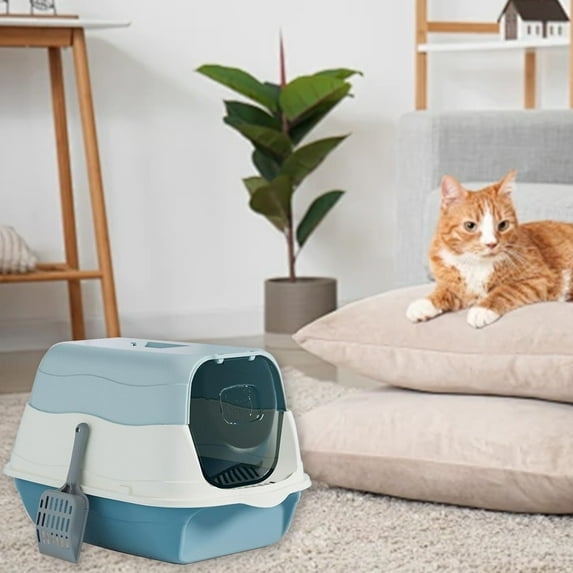 Floleo Large Enclosed Cat Litter Box Hooded Litter Box Flip Top Cat Litter Pan Cat Potty With Door Odor Control Cat Toilet Anti-Splash Kitten Litter Boxes