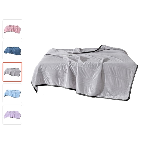 Floleo Lightweight Summer Quilt for Air Conditioning, Washable Twin Size Cooling Blanket with Lace Trim, Breathable Bedspread for Hot Sleepers