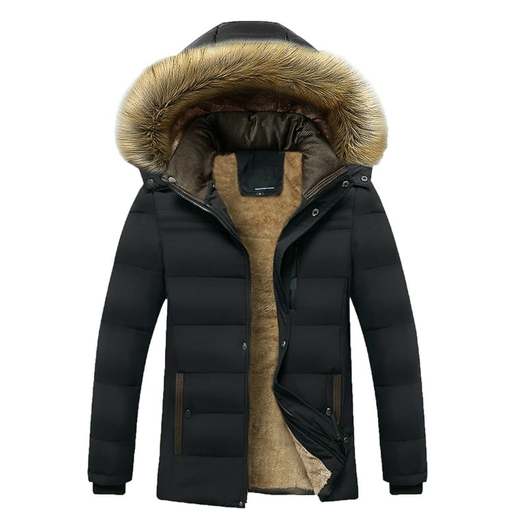 Mens coats best sale with fluffy hoods