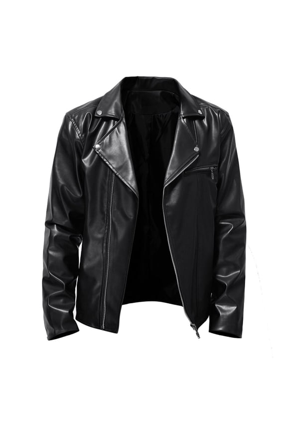 Men Coat Clearance Summer Fall Men's Leather Plus Fleece Jacket, Motorcycle Jacket, Warm Leather Jacket