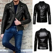 Floleo Men Coat Clearance Summer Fall Winter Men's Casual Stand Collar Motorcycle Leather Jacket Coat
