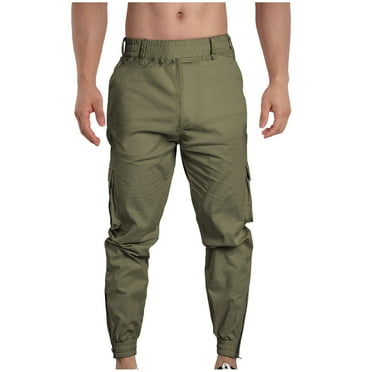 Floleo Men's Cargo Pants Clearance Regular Fit Joggers Mens Work Pant Pockets Elastic Waist Drawstring Zipper Leg, Size XS-XL