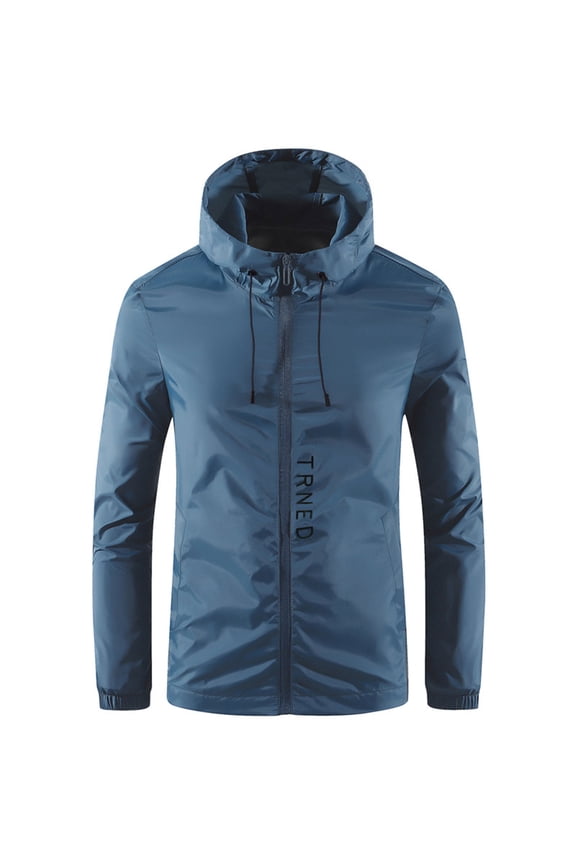 Men's Waterproof Jacket Lightweight Durable Men's Zip Up Long Sleeved Water-Resistant Windbreakers with Hood