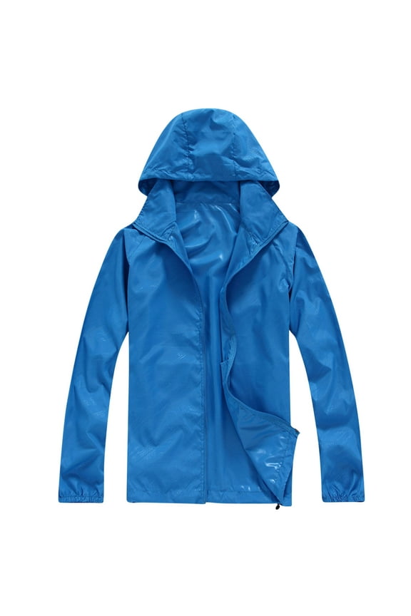 Men's & Women's Rain Jacket Lightweight Zipper Waterproof Raincoat with Hood Outdoor Running Hiking Cycling Hoodie, Size S-3XL
