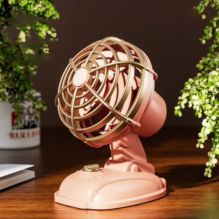 Floleo Mini Retro Desk Fan USB Powered Table Fan Portable And Quiet 4 Inch 2 Speeds Small Fan Vintage Style Perfect For Office Home Desktop