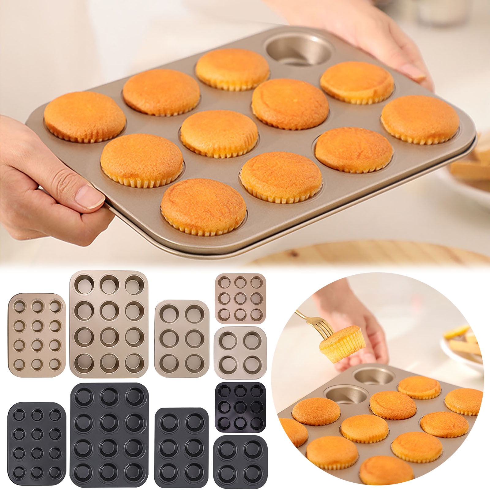 Carbon Steel Nonstick Muffin Pan - 9-Cup Square Bakeware For Muffins & Cupcakes