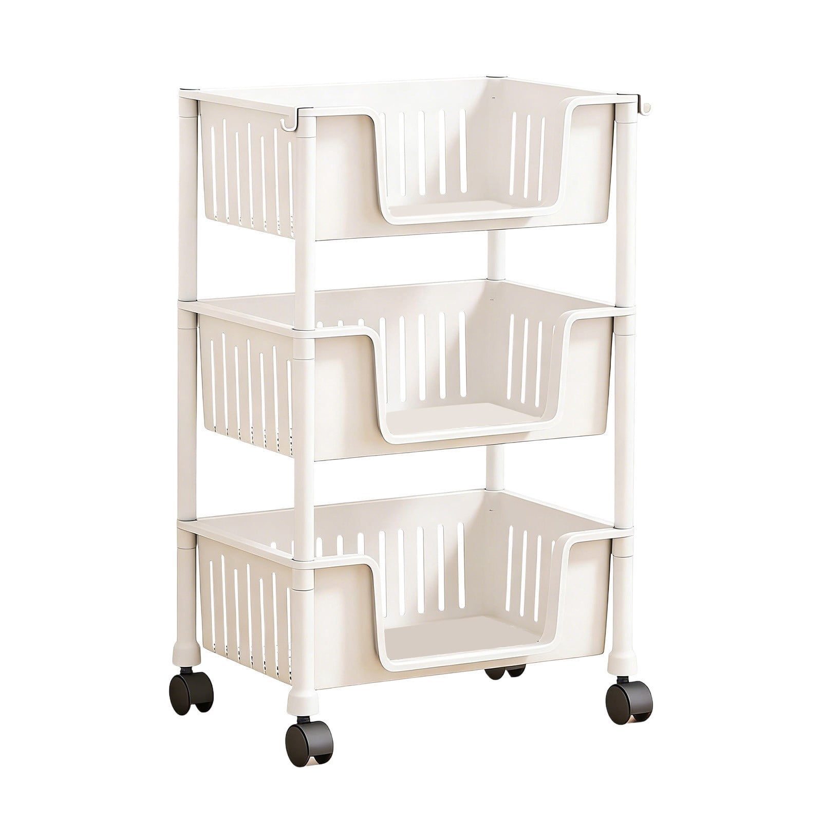 Floleo Multi Layer Plastic Storage Rack with Wheels, 5-Tier Rolling