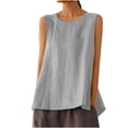 thumbnail image 1 of Floleo Natural Cotton Linen Tank Tops for Women Scoop Neck Solid A-Line Work Tops Casual Cami Sleeveless Camisole Blouses Summer Basic Tank Shirt, 1 of 6