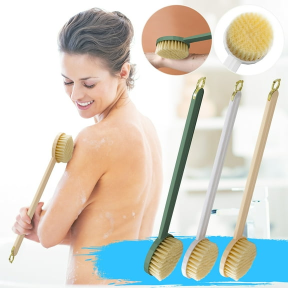 Floleo New Long Handle Bath Massage Cleaning Brush With Non-Porous Sticky Hook, Multifunctional Detachable Back Bath Brush, One-Touch Foam Bath Brush Exfoliation, Family Bath Essential Brush