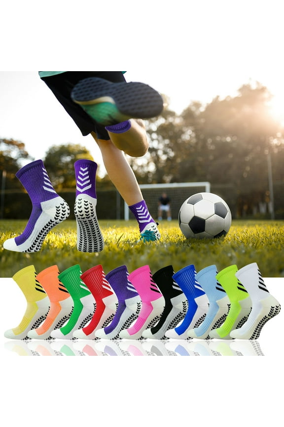 Non-Slip Sports Socks Men Women, Grip Soccer Sock, Cotton, Cushioned Trainer Sock For Football Yoga Basketball Gym
