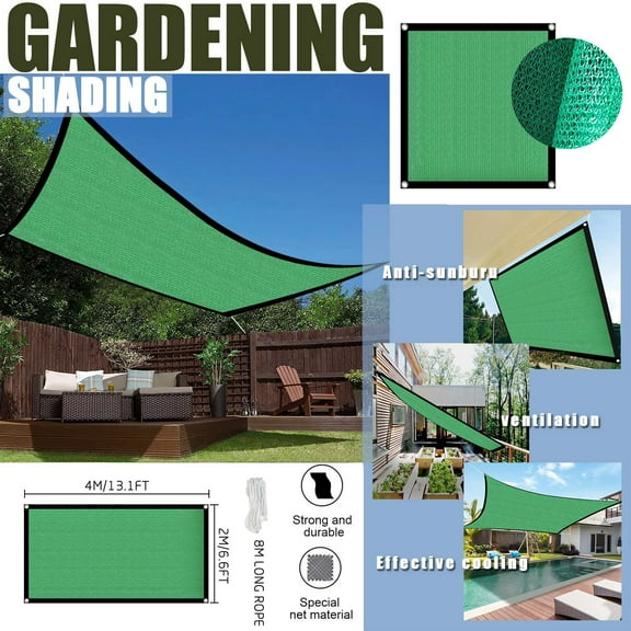 Floleo Outdoor Shade Sail, Polypropylene Sun Shade Canopy for Swimming Pool, Garden, Patio, and Deck, 90% UV Block with Stainless Steel D-Rings and Rope Included