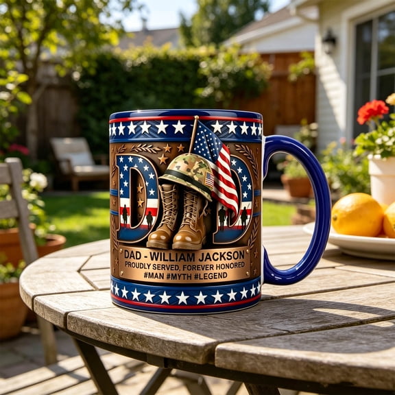 Floleo Personalized Commemorative Mug, Ceramic Coffee Cup with Handle, Office Desktop Decoration Gift, Customizable Blue Mug, Father's Day Gift, 12oz Ceramic Cup