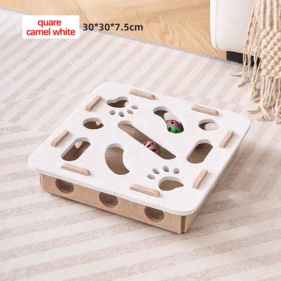 Floleo Pet Box Interactive Digging Construction Scene Toy 11.8x11.8x3.0in, Indoor Pet Puzzle Game with White Balls for Mental Stimulation & Exercise (Cats & Small Dogs)
