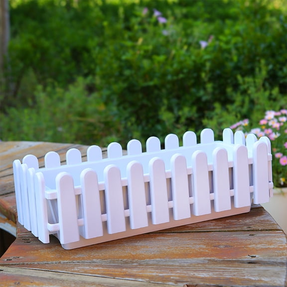 Fnochy Picket Fence Panels Wooden Picket Fence Flower Pot Window Box Planter Garden Planter With Fence Design For Artificial Flower Plants Picket Fence