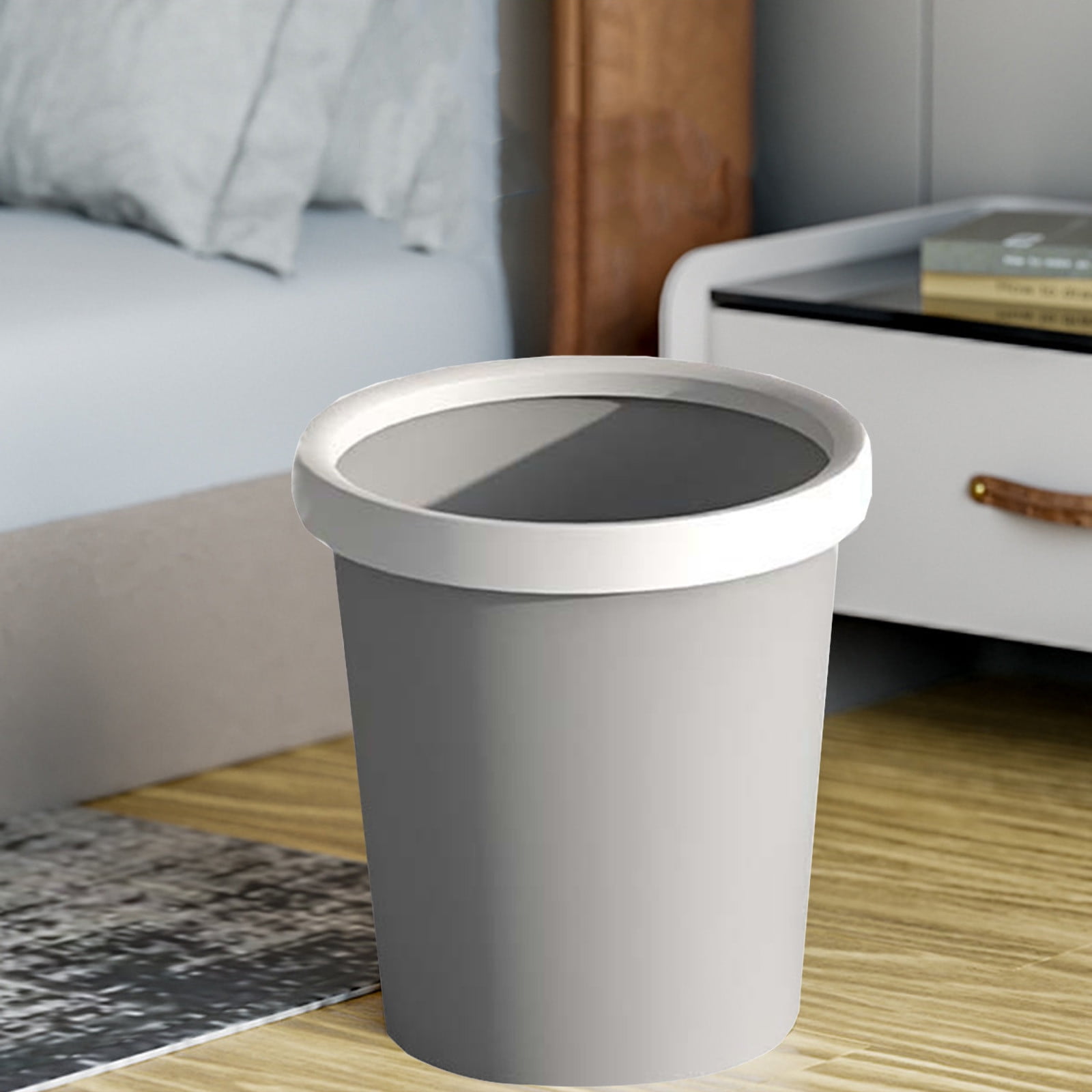 Floleo Plastic Waste Basket, Round Trash Can Small Wastebasket Garbage ...