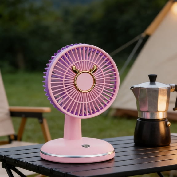 Floleo Round Base Mini Desk Fan, USB Rechargeable Portable Desktop Fan, Quiet Personal Cooling Fan for Home Office Outdoor Use, Summer Gift Idea