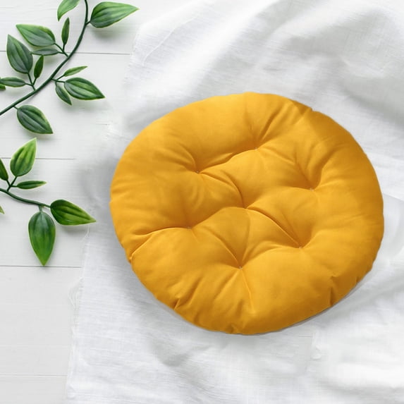 Floleo Round Chair Cushion 18 Inch, Linen Seat Pad for Office Dining Chair, Thick Padded Cushion for Desk Stool, Student Chair Pad, Washable Cover