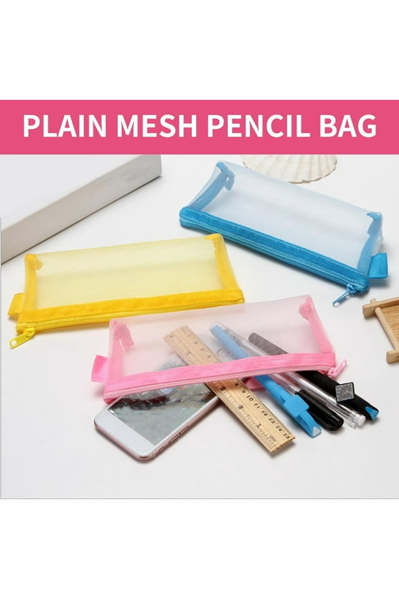 Small Mesh Zipper Pouch Waterproof Zip Mesh Bags With Label Pocket For School Office Supplies & Cosmetics Travel Accessories Zipper Mesh File Bags Folder