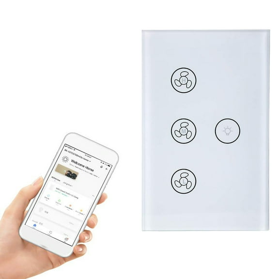 Floleo Smart Fan Switch, WiFi Ceiling Fan Control, APP Remote Voice Timer Speed Adjustable, No Hub Required, Compatible with Alexa Google Home