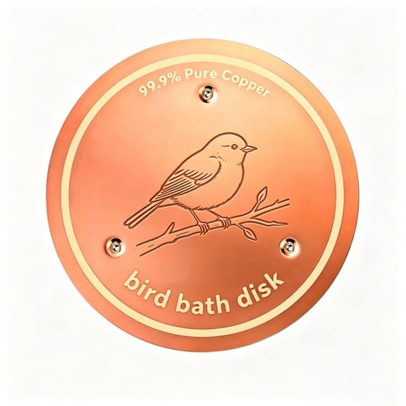 Floleo Solid Copper Bird Bath Cleaner Disk, Engraved Bird Patterns for Garden Pond, Natural Algae Control Water Freshener, Outdoor Decorative Yard Accessory