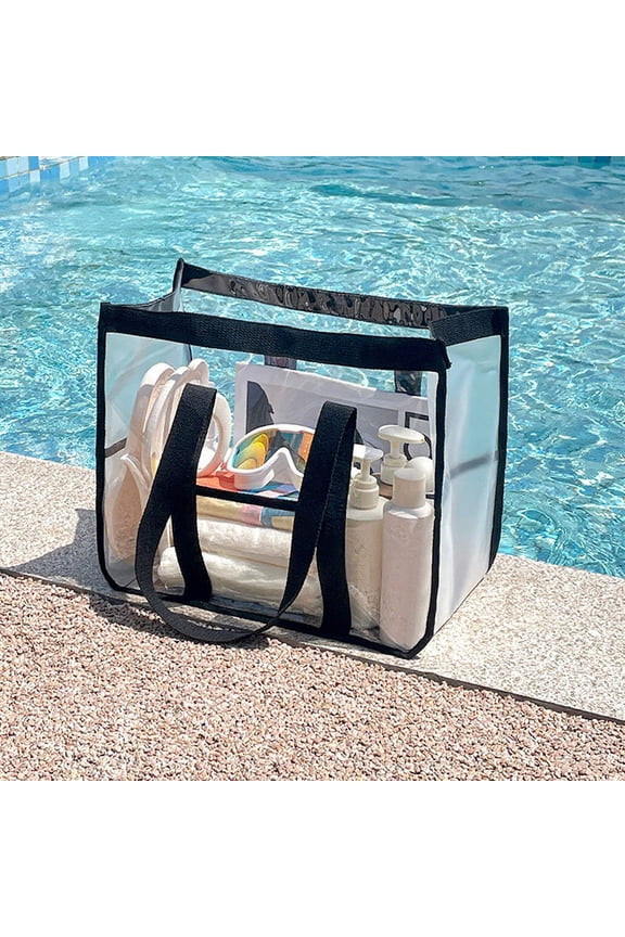Floleo Stadium Approved Clear Tote Bag, 15.8x12.6 Inch Transparent PVC Bag with Reinforced Handles, Large Clear Purse for Work, Beach, Concert, Sports Events