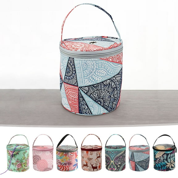 Floleo Storage Bags Portable Knitting Bag Case Organizer Crochet Thread Sewing Accessories Storage Tote Bag For Carry Crochet Hooks,Short Knitting Needle,Skein Yarn,Knitting Crochet Supplies