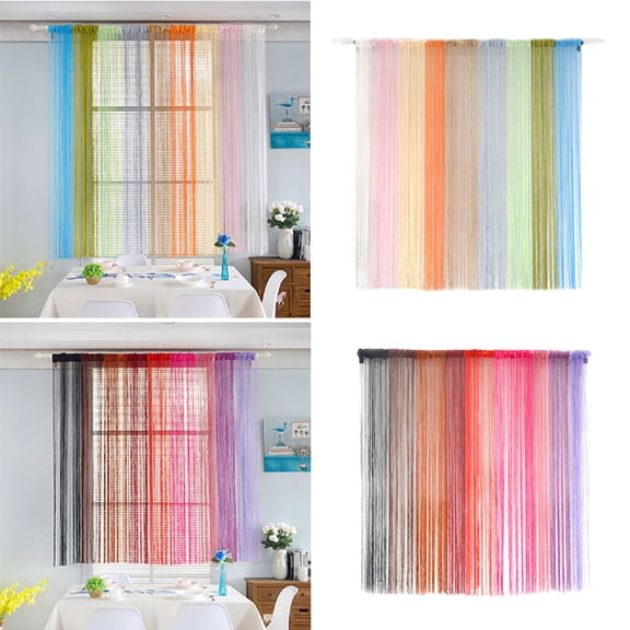 Floleo String Curtain Doorway Screen, 40x79 Inch Fringe Window Curtain Panel, Bohemian Room Divider Cut to Size, Easy Install for Patio Door and Window