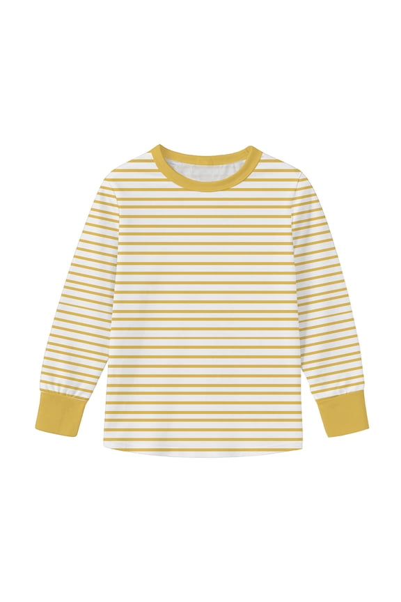 Striped Gradient Print Long Sleeve Top for Kids Soft Breathable Comfortable Casual Cute Outfit for Pageant Wedding Party Holiday Family Gathering Special Occasion(Yellow,5 Years)