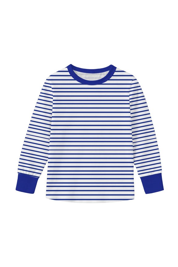 Striped Print Long Sleeve Top for Kids Boys Girls Soft Breathable Casual Gradient Color Cute Outfit for Pageant Wedding Party Holiday Family Gathering Special Occasion(Blue,5 Years)
